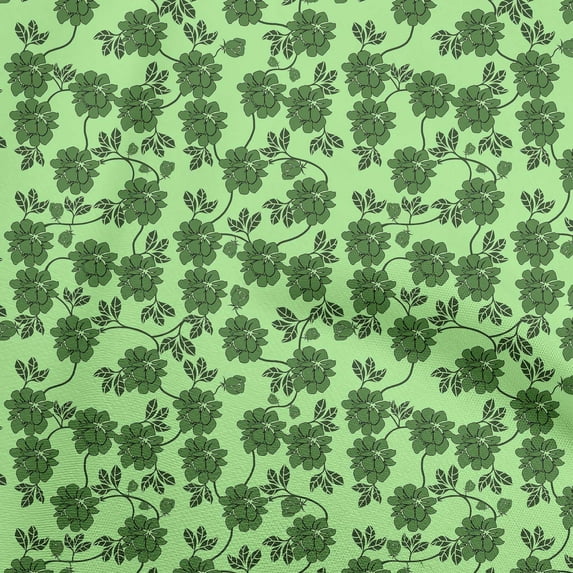 oneOone Velvet Mint Green Fabric Leaves & Clover Fabric For Sewing Printed Craft Fabric By The Yard 58 Inch Wide