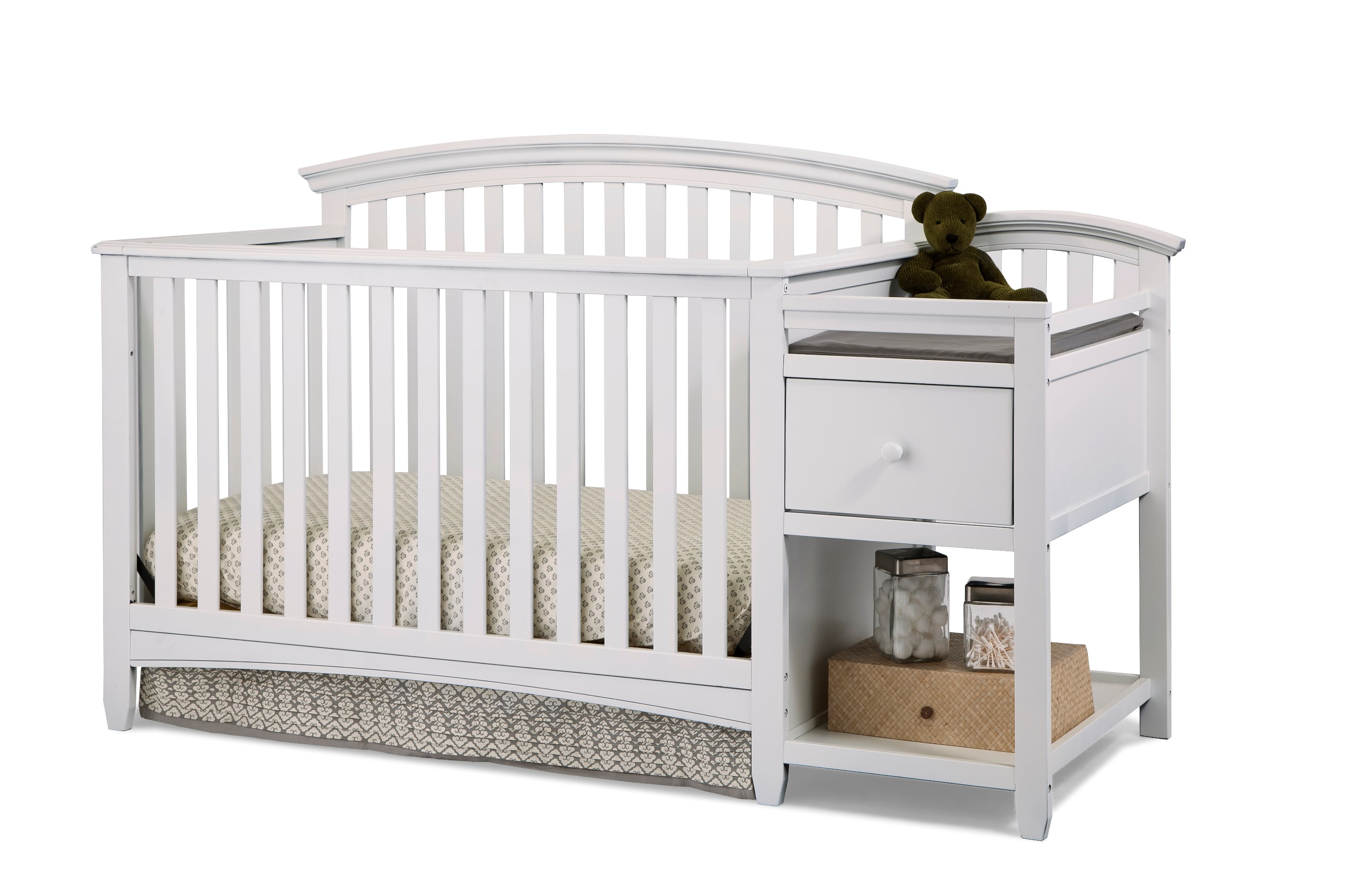 Imagio Baby Montville 4-in-1 Crib and Changer Combo with Pad White 