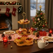 3 Tiered Flower Tray Stand Removable Acacia Wood Serving Tray CuPCSake Stand Food Board Dessert Cake Platters Set of 3 Rustic Boards Christmas Holiday Decorations