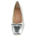 thumbnail image 4 of TOP MODA Women Block Heel Pumps Classic Square Toe Dress Shoes Bow ELBA-56 Silver Metallic 5, 4 of 6