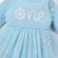 thumbnail image 6 of IBTOM CASTLE Baby Girl 1st Birthday Outfit Fall Pumpkin Winter Snowflake One Romper Sparkle Dress with Headband for Cake Smash Photo Shoot 9-12 Months Blue - Snowflake, 6 of 8
