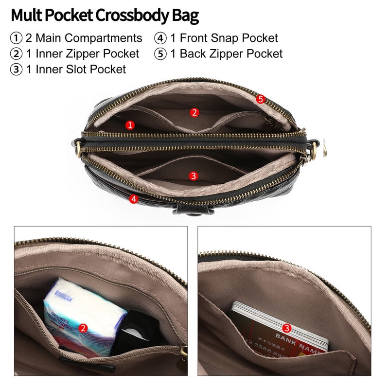 GAEKEAO Crossbody Bags for Women Leather Shoulder Purse Cross Body Bag Handbag with Wristlet Top Zipper