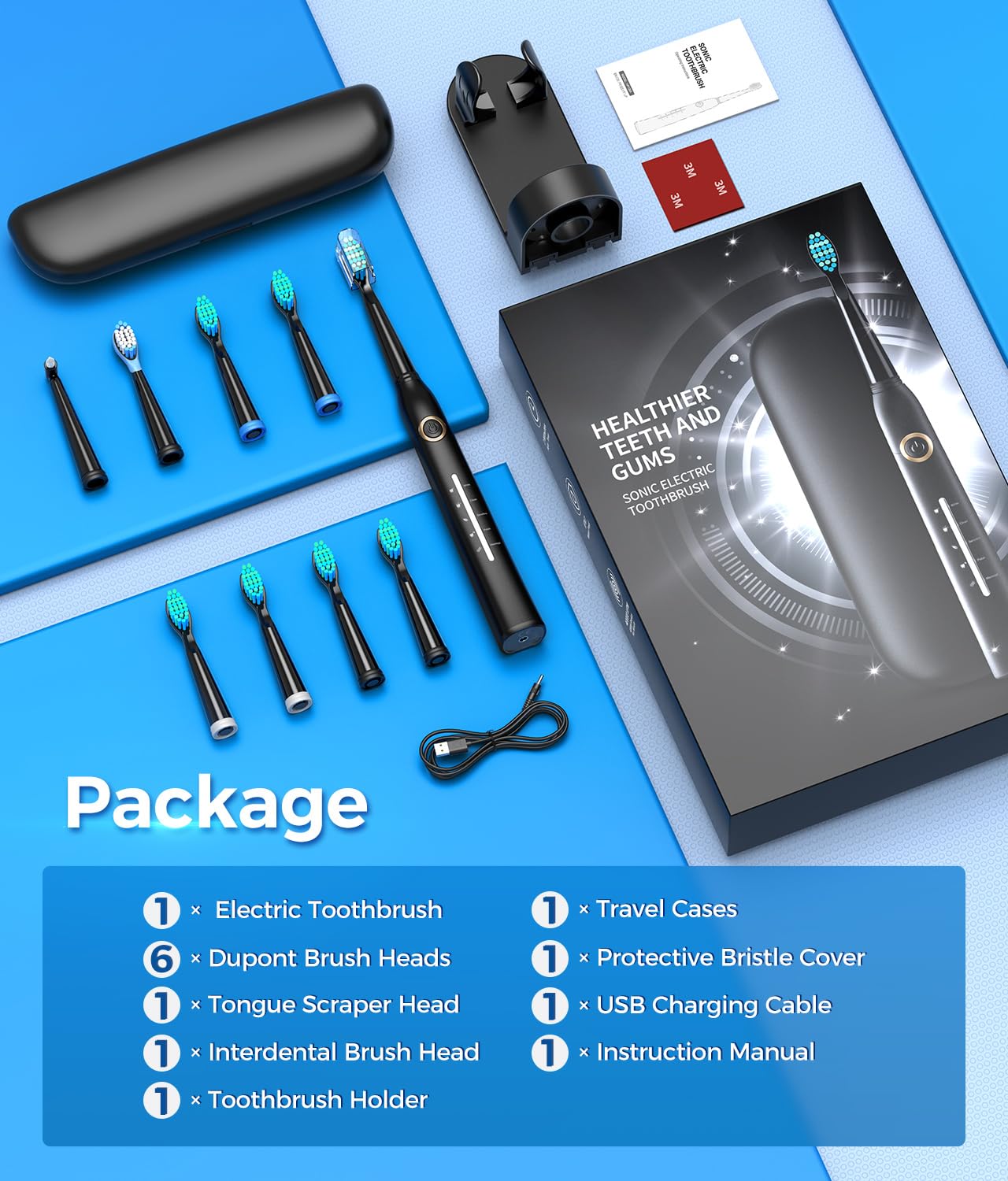 Homitt Sonic Electric Toothbrush With 8 Brush Heads photo 7