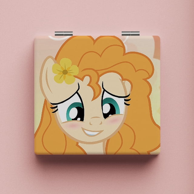 Espejo de maquillaje Kawaii My Little Pony Fluttershy Apple Jack de dibujos animados, espejo plegable de doble cara, Mini regalo portátil, juguete para niños