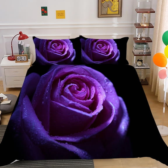 Highend Duvet Cover Set Rose Printed Home Textiles Bedding Cover Suit With Pillowcase,California King(98"x104")