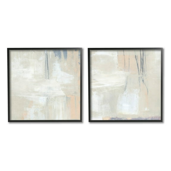 Stupell Industries Beige Abstract Collage Composition Painting Black Framed Art Print Wall Art, Set of 2, Design by Annie Warren