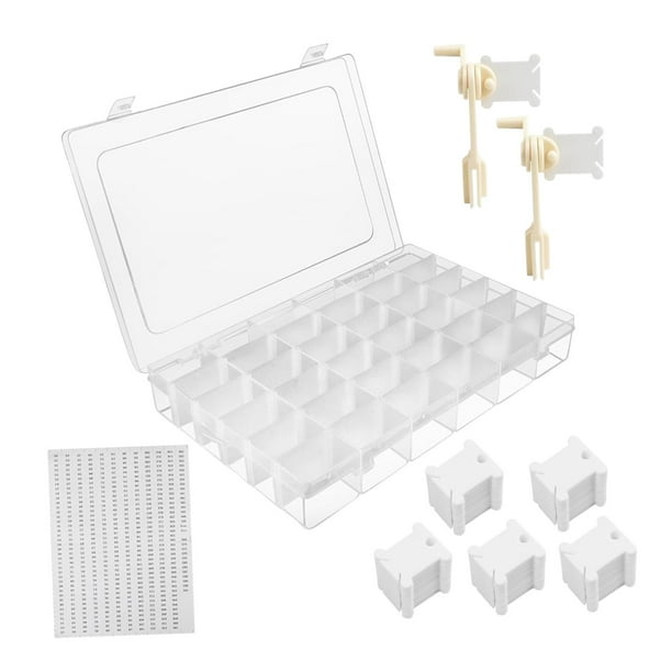 Organizador de hilo de , caja organizadora de hilo de , bobinadora portátil extraíble transparente para bobinado, almacenamiento de