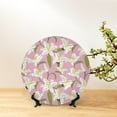 thumbnail image 6 of Salouo Lilies Flowers Pattern Bone China Decorative Plate,Holiday Decor Decorative Ceramic Plates with Stand Elegant Home DéCor for Hallway/Living Room/Bedroom-6in, 6 of 6