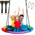 thumbnail image 2 of Balançoire Arbre Soucoupe 40 Pouces pour Enfants Adultes, Capacité de Poids 700ib, Plateforme avec Sangles de Suspension, Cordes Multi-Brins Réglables pour Extérieur, Siège de Balançoire Coloré Sûr et Utile pour Enfants Jardin, 2 of 4