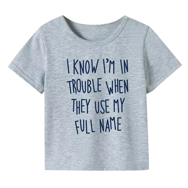 B91xZ Chemises de Mode pour Filles Hauts d'Été Manches Courtes Basique à Nouer devant, Gris 8-9 Ans