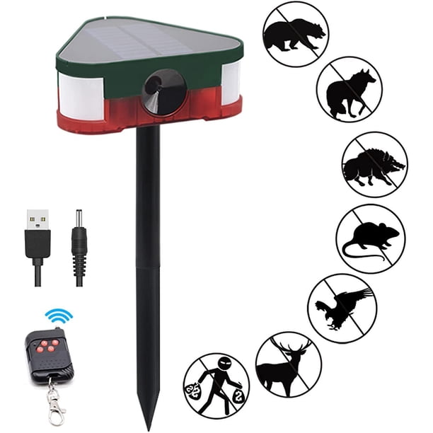 Alarma de Sensor de movimiento Solar para exteriores, Detector de movimiento 360 mejorado y lámpara de sirena ruidosa de 129db, luz estroboscópica de 4 modos de trabajo con control remoto