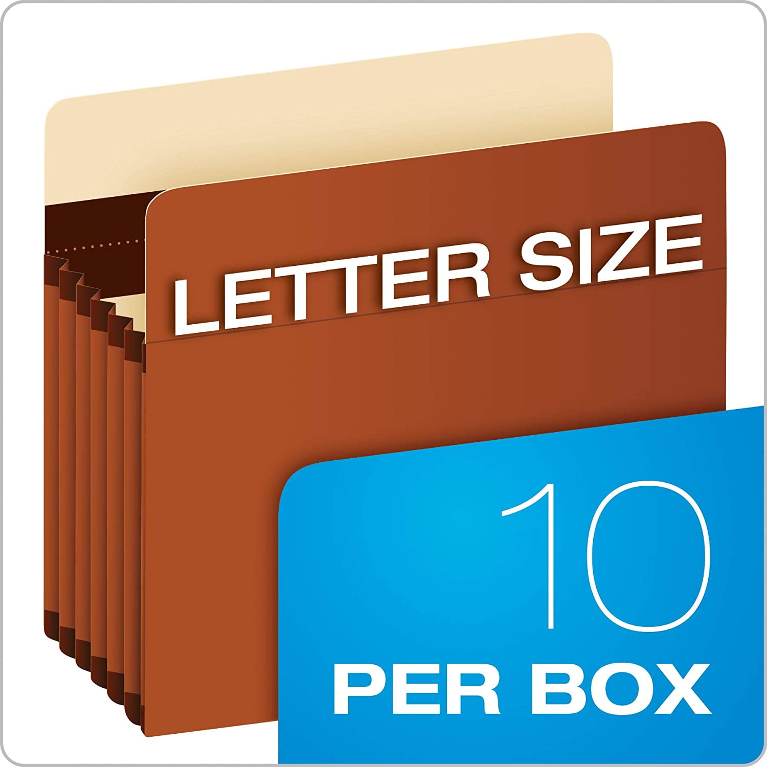 Pendaflex Expanding Accordion File Pockets, Extra Durable, Expands 5.25", Letter Size, Reinforced with Dupont Tyvek Material, 10/Box (15422) Brown File Folder