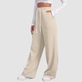 thumbnail image 6 of GEWSEY Women's Sweatpants Straight Leg High Waist Casual Drawstring Sweat Pants Workout Athletic Joggers with Pockets Beige, M, 6 of 7