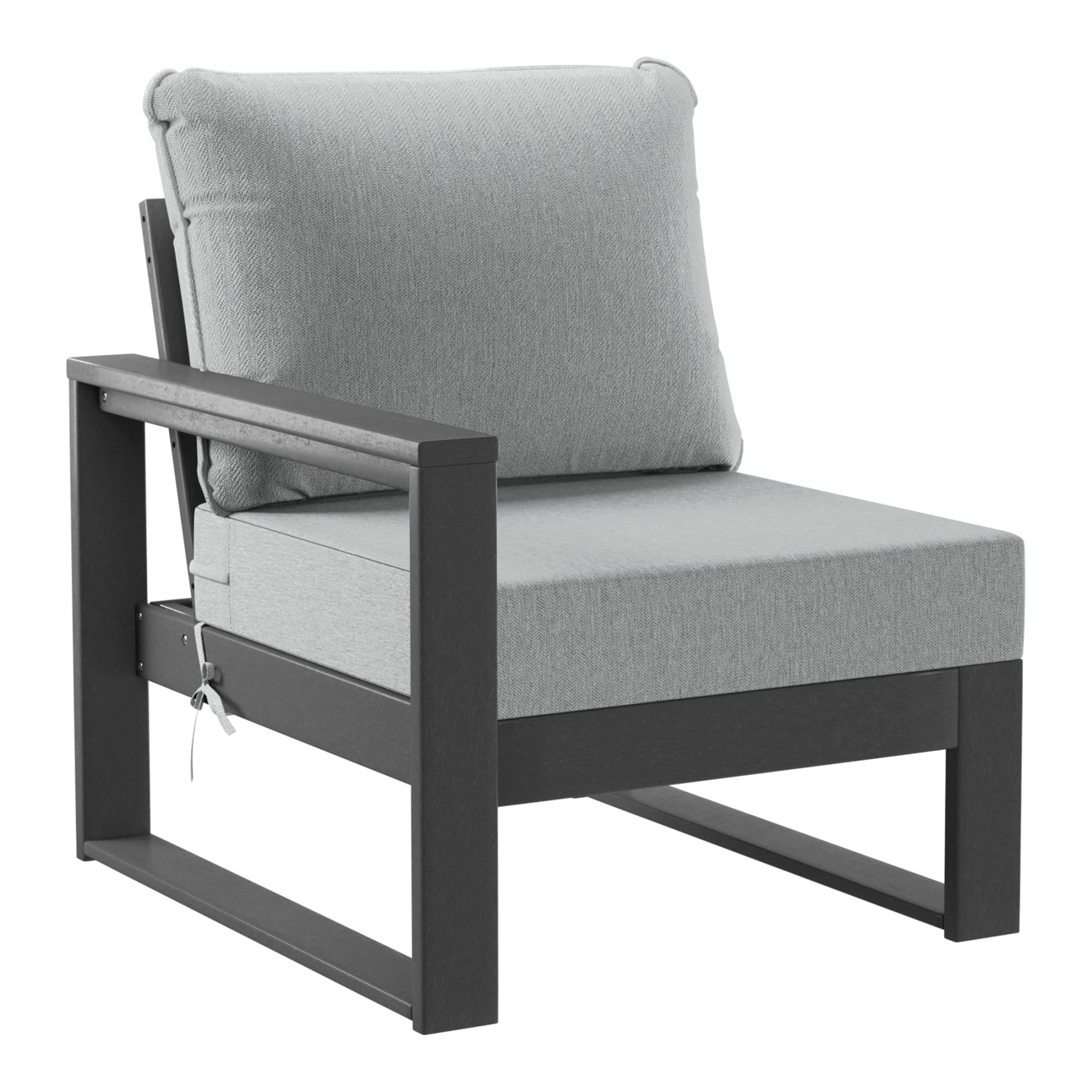 WestinTrends Montara Outdoor 4-Piece HDPE L-Shaped Modular Patio Sofa Furniture Set, Gray/Light Gray