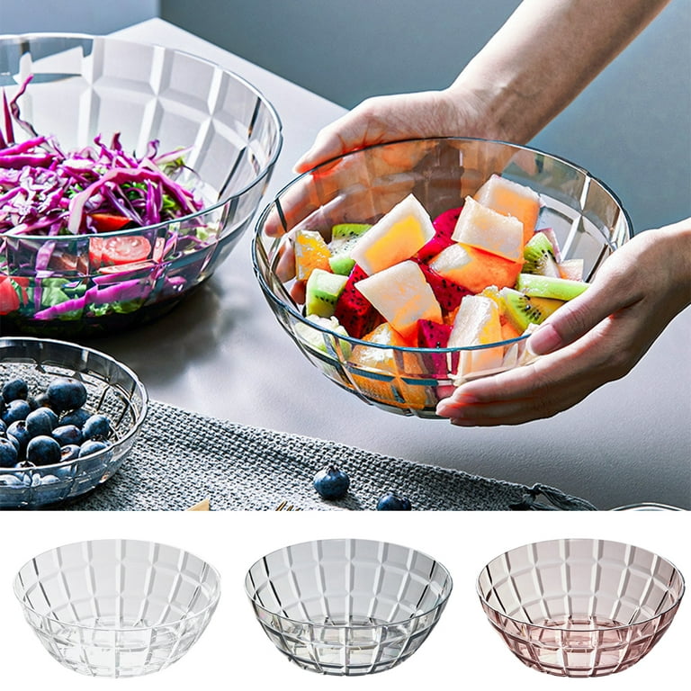 Glass Fruit Bowl Large Serving Deep Salad Bowl Clear Glass Trifle Fruit Veg