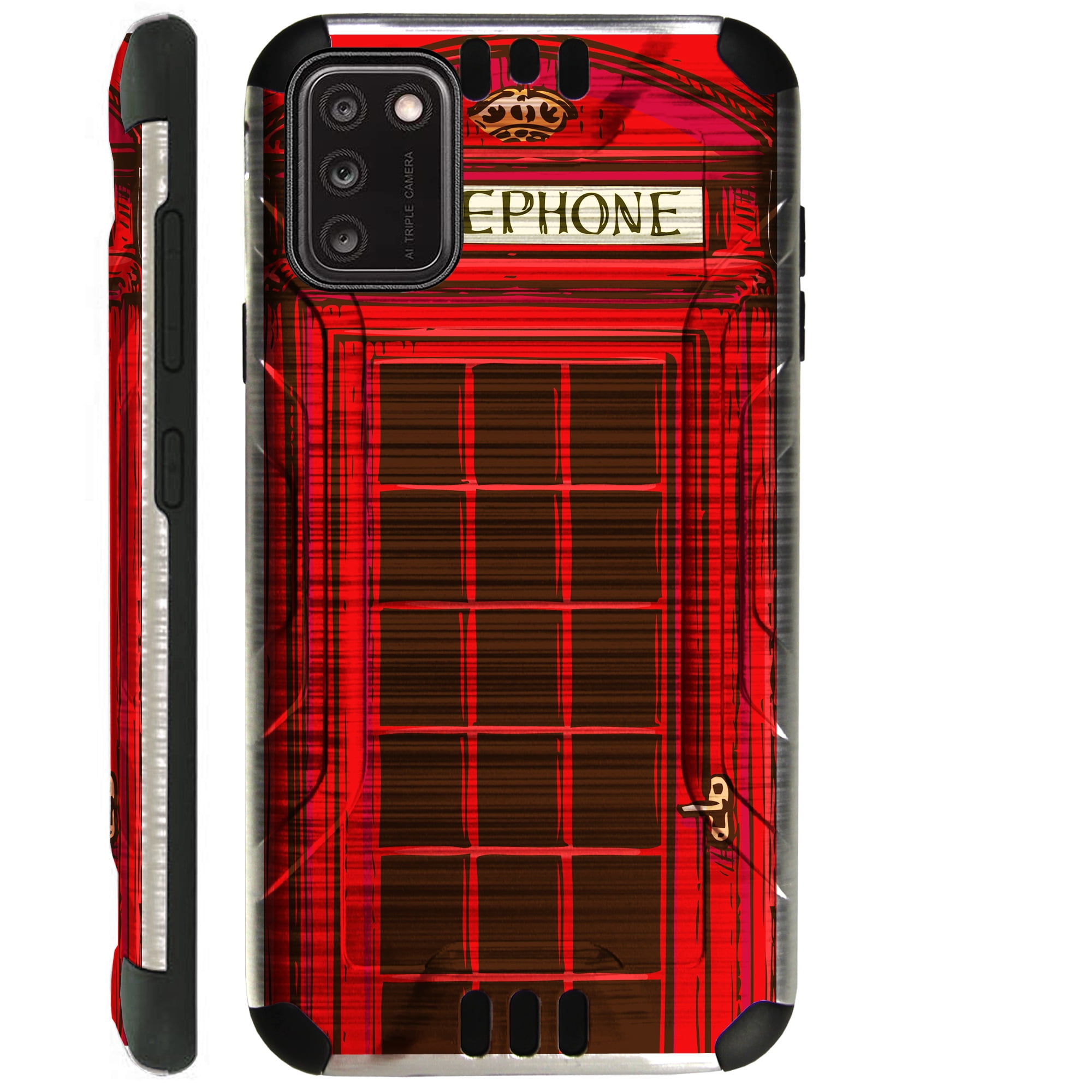 Compatible with TCL A3X Brushed Metal Texture Hybrid Silver Guard Phone