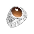 thumbnail image 3 of RYLOS Men's Rings Sterling Silver Nugget Ring with Cabochon Gemstone & Diamonds Smoky Quartz Rings For Men Size 9, 3 of 7