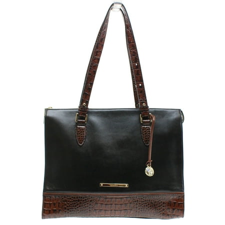 Brahmin New Black Brown Colorblock Tuscan Anywhere Tote Bag Leather Brahmin New Black Brown Colorblock Tuscan Anywhere Tote Bag Leather