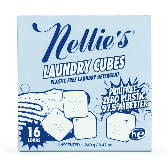 Nellie's Laundry Cubes, 16 Loads, Laundry Detergent, Fragrance Free