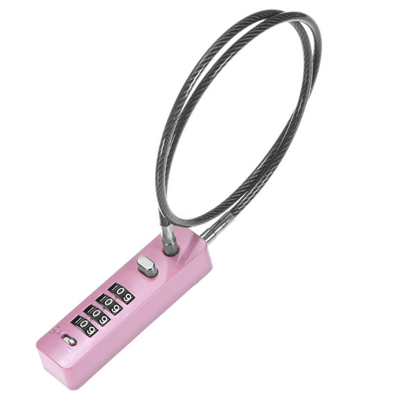 Uxcell Gate Locks for Outdoor Fence, 11.81IN Length Steel Cable Rope 4-Digit Combination Lock [Pink]