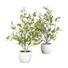 Nearly Natural 18" Olive Silk Tree with Vase Arrangement - Set of 2 - Green
