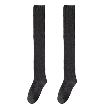 

1 Pair Solid Color High Elasticity Thickened Warm Thigh High Socks Autumn Winter Women Over Knee Socks