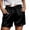Black, variant on Yindaity Ladies Shorts Women's Casual Elastic Waist Lounge Shorts Comfy Stretch Lace Trim Summer Linen Ruffle Shorts(Dark Blue,XL)