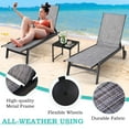 thumbnail image 4 of Yoleny Chaise Longue de Patio avec Roues, Ensemble de 2 Chaises Longues d'Extérieur avec Dossier Réglable, Chaises Longues de Piscine en Textilène Imperméable avec Table d'Appoint pour Patio, Bord de Piscine, Terrasse, Gris, 4 of 6