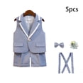 thumbnail image 2 of ‌LYMAYTER Boys Children Formal Suit Set Short Top Shorts Bowtie Belt Wedding Summer Outfit‌ 1-11Y, 2 of 8