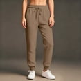thumbnail image 5 of Women's Fleece Lined Joggers with Pockets High Waisted Straight Leg Sweatpants Winter Warm Lounge Jogging Pants Khaki XL, 5 of 5