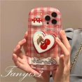 thumbnail image 2 of Para Samsung A14 A34 A54 A04 A04s A12 A13 A03 A03s A23 A52 A52s A22 A32 A51 A71 A50 A50s A30s A11 M11 Cherry Grid Jabón Funda Para Teléfono TPU Blanda Con Soporte, 2 of 3