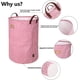 thumbnail image 4 of Cesto de ropa de almacenamiento redondo plegable grueso, algodón (rosa) Adepaton LN-1050, 4 of 5