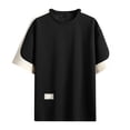 thumbnail image 4 of Men Blouses Long Sleeve T Shirt Men Active Holiday Tee Western Jacket plus Short Sleeve Work Tops Loose Fit Tunic Large Mens Long Scrub Jacket Soft Tee Thin Loose Fit Men's Gold Black XL, 4 of 9
