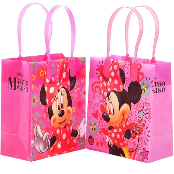 Disney Minnie Mouse Bow 12 Party Favors Small Goodie Gift Bags 6"
