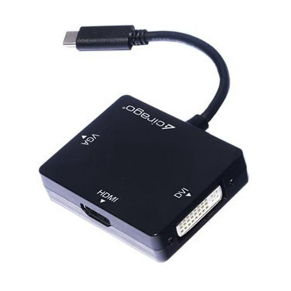 Cirago International USBC2HDMDVIVGA USB-C à HDMI & DVI & VGA Adaptateur d'Affichage&44; Noir