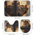 thumbnail image 3 of 4PCS Retro Lion Bathroom Set with Rugs and Toilet Lid Cover Modern Desert Wildlife Walking Waterproof Shower Curtain Set for Bathroom Decor, Style-4, 3 of 8