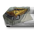 thumbnail image 3 of Cars Soft Flannel Fleece Blanket, Speeding Yellow Vintage Car on Road Fast Vehicle Action Retro Inspired, Cozy Plush for Indoor and Outdoor Use, 50" x 60", Reseda Green Yellow Grey, by Ambesonne, 3 of 6