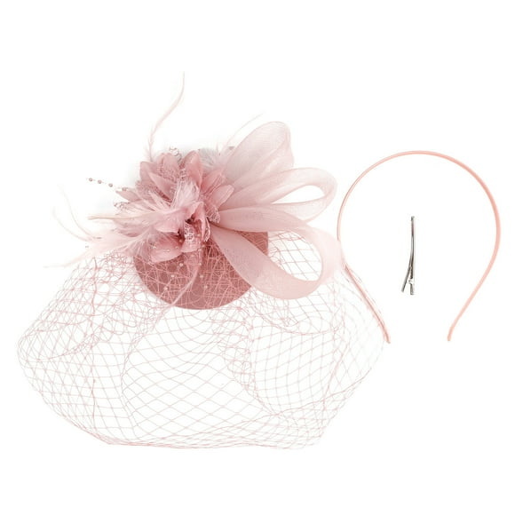 XLZWNU Fascinator, Fascinators Hats for Women, Kentucky Derby Hats for Women, Banquet Feather Flower Hair Ornament Hat, Derby Hats for Women 2024, Hair Accessories 1PC Fascinator Pink One Size