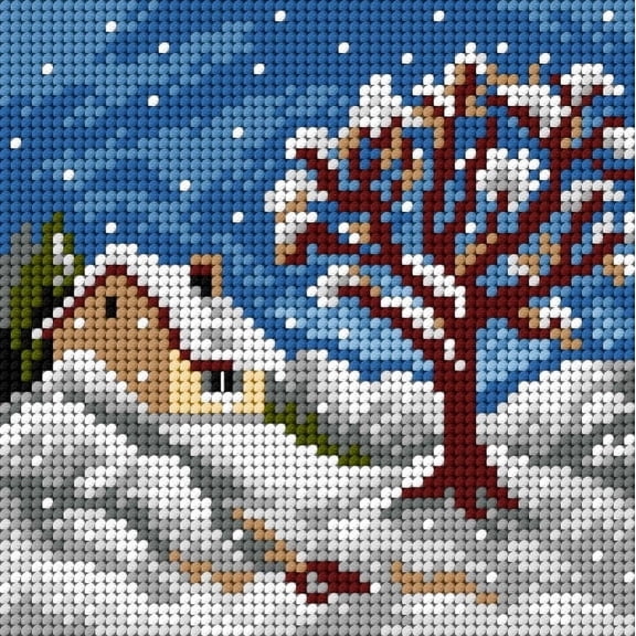 Needlepoint canvas for halfstitch without yarn Four Seasons - Winter 2844D - Printed Tapestry Canvas