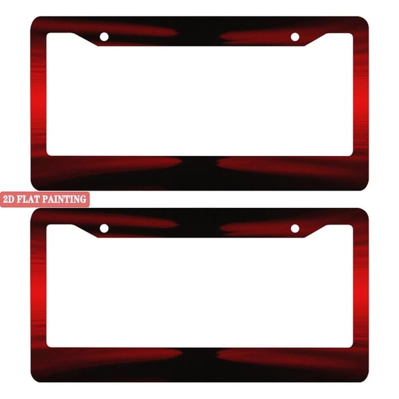 2PC Artistic Red - Black Abstract Car License Plate Frame Set 6.3x12.2inch(16x31cm)