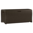 thumbnail image 3 of Suncast 73 gal. Outdoor Resin Wicker Deck Box – Pad-Lockable Storage Chest, Java, 3 of 9
