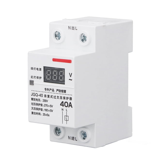 Jadeshay Protector De Voltaje 40A 230V Ajustable Bajo Protección contra Sobrevoltaje Montaje En Carril DIN Protector contra Sobretensiones para Electrodomésticos De Oficina