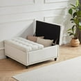 thumbnail image 3 of Kingfun 35.5" Large Square Ottoman Bench, Tufted Upholstered Coffee Table Ottoman with Storage, Oversized Ottomans Toy Box for Living Room Bedroom, Beige, 3 of 7