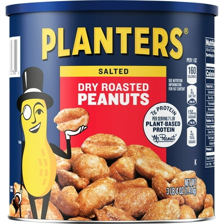 UPC 029000073302 product image for PLANTERS Salted Dry Roasted Peanuts  Party Snacks  Plant Based Protein  52 Oz Ca | upcitemdb.com