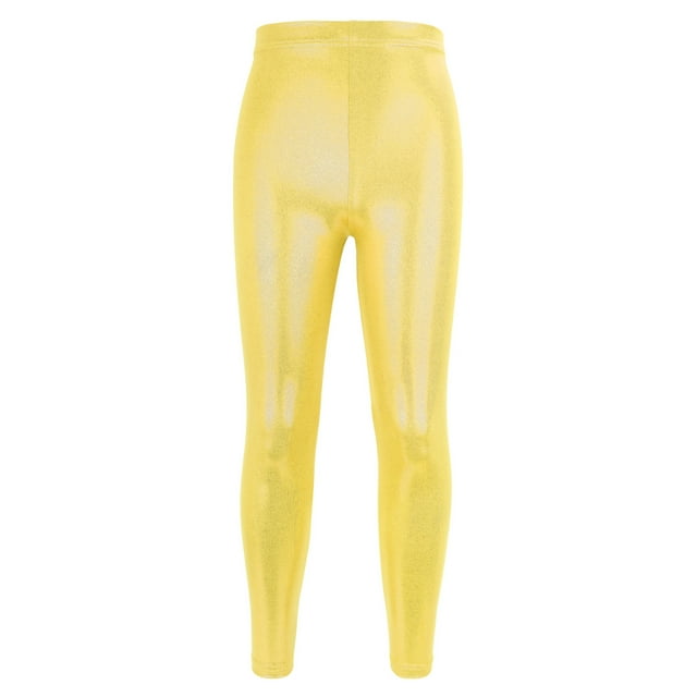 QIPOPIQ Little Girls' Metallic Color Shiny Stretch Leggings Clearance