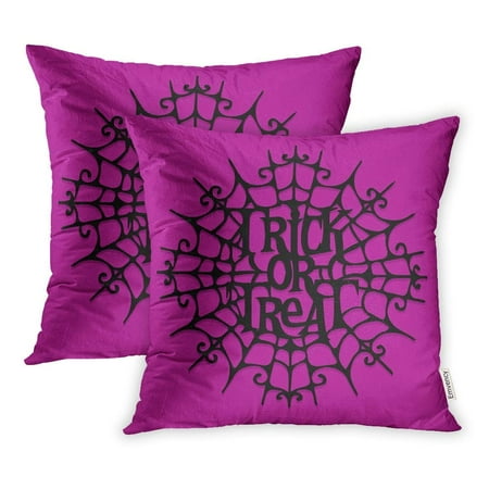 USART Greeting of Cut Silhouette Halloween Trick Treat Spider Holiday Lace Laser Pillowcase Cushion Cover 16x16 inch, Set of 2