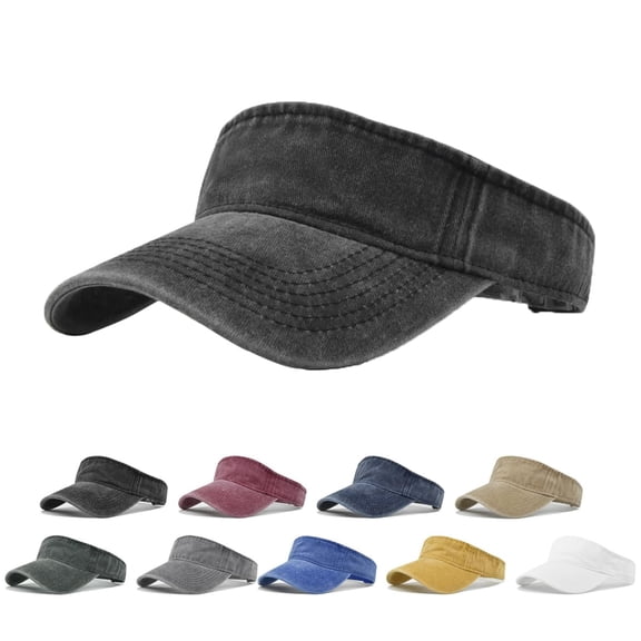 Minzimin Vintage Sport Sun Visor Hats for Women Men Adjustable Plain Washed Cotton Empty Top Baseball Cap 1Pack