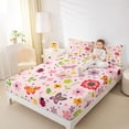 thumbnail image 5 of Feelyou Cute Floral Flower Twin Sheet Sets for Kids, Spring Garden Plant Twin Fitted Sheet, Butterfly Ladybug Flat Sheet, Microfiber Bedroom Decor, 3-Piece, 5 of 8