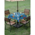 thumbnail image 4 of Outdoor Tablecloth with Umbrella Hole for Patio/Picnic/Party/Camping, Blue Sports Waterproof Table Cloth Square Cover Washable, Football Basketball Rugby Baseball (54"x 54"), 4 of 8