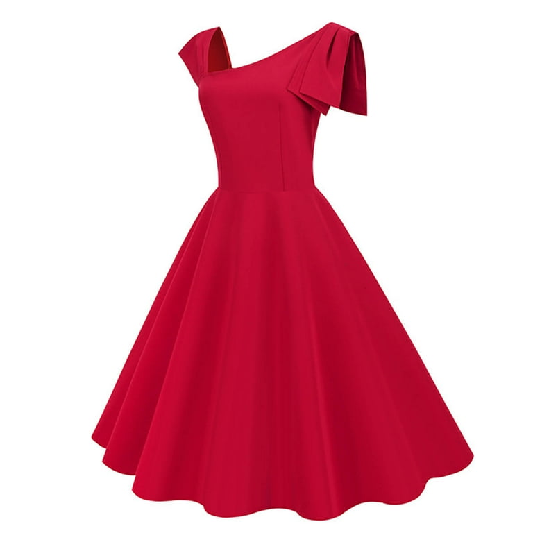 Women's 50s 60s A Line Rockabilly Dress Vintage Swing Party Dress - Red XL Women's 50s 60s A Line Rockabilly Dress Vintage Swing Party Dress - Red XL